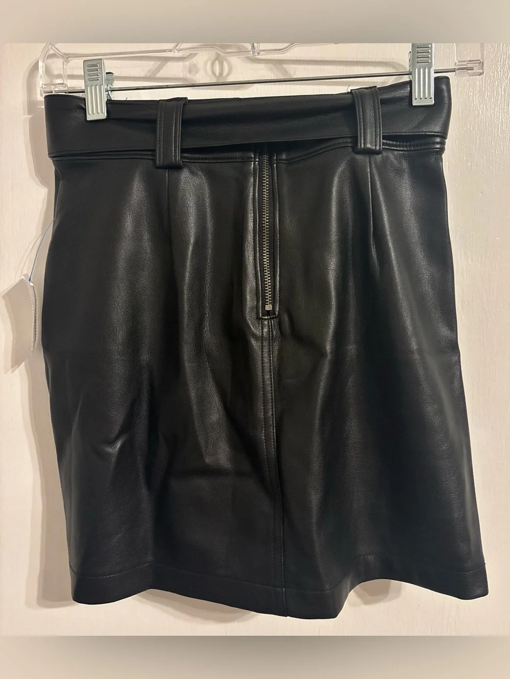 Hollister Black Faux Leather Mini Skirt with Belt